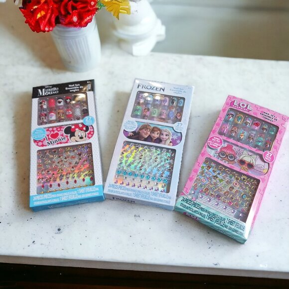 Girls Three Pack Minnie Mouse, Frozen, LOL Nail Art Bundle  Lot - Picture 1 of 13